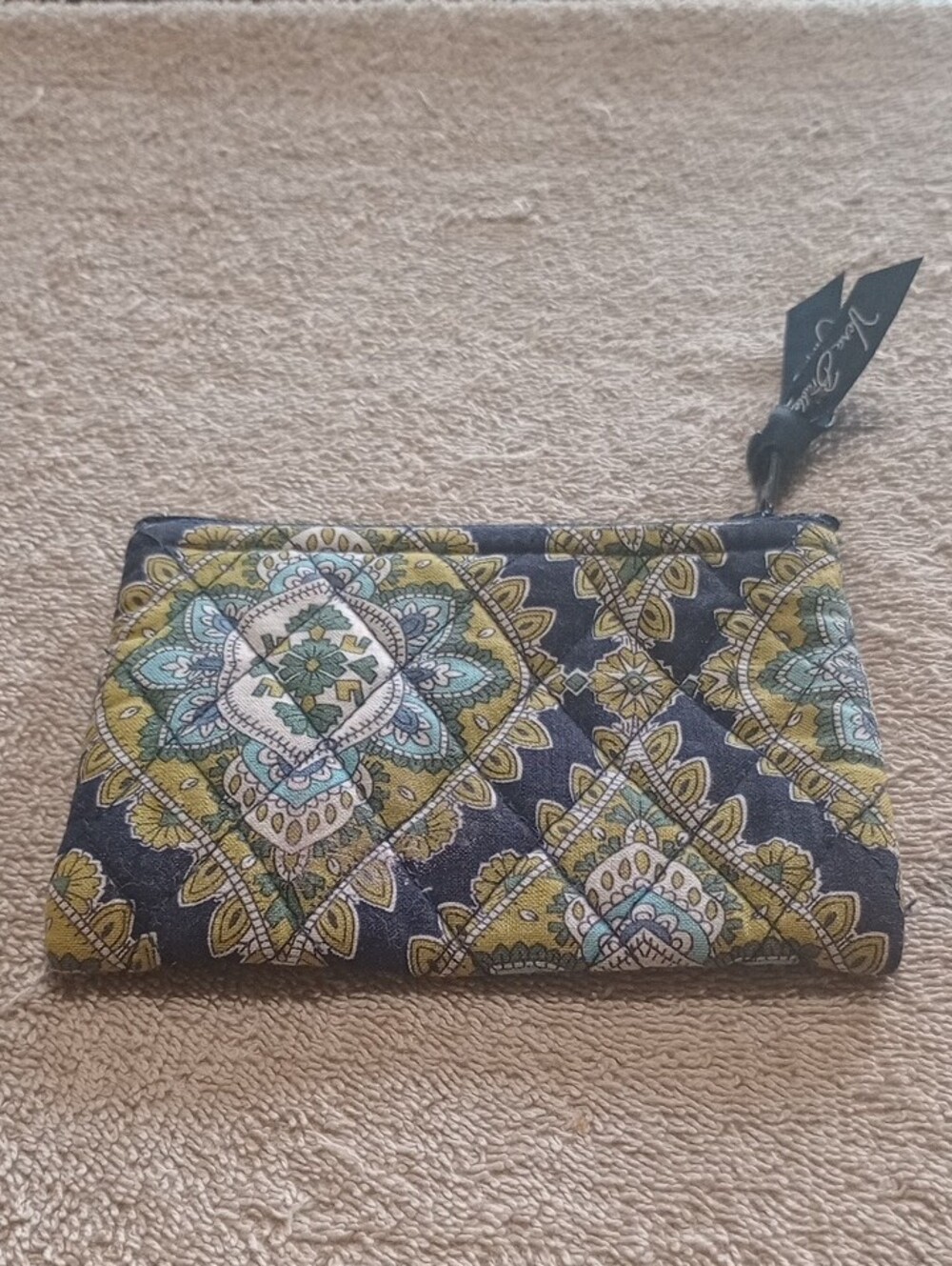 Quilted Vera Bradley Pouch Navy Ribbon Accent Statement Bag Quiet Luxury - Picture 7 of 7